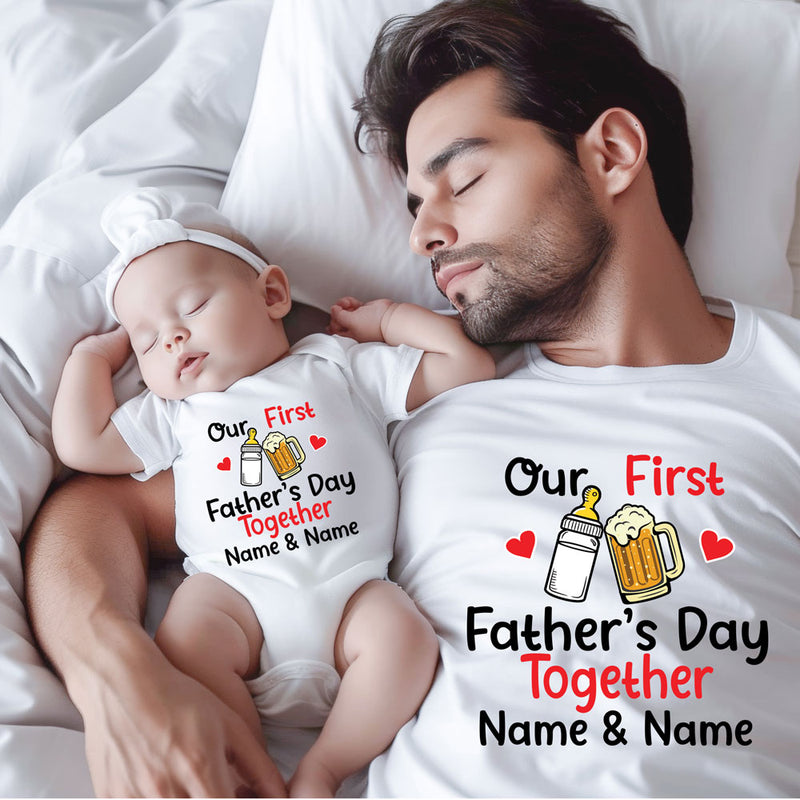 father's day dad and baby combo name customize