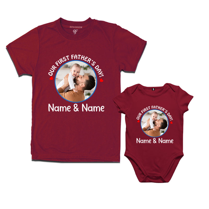 father's day t-shirts customize photo combo set