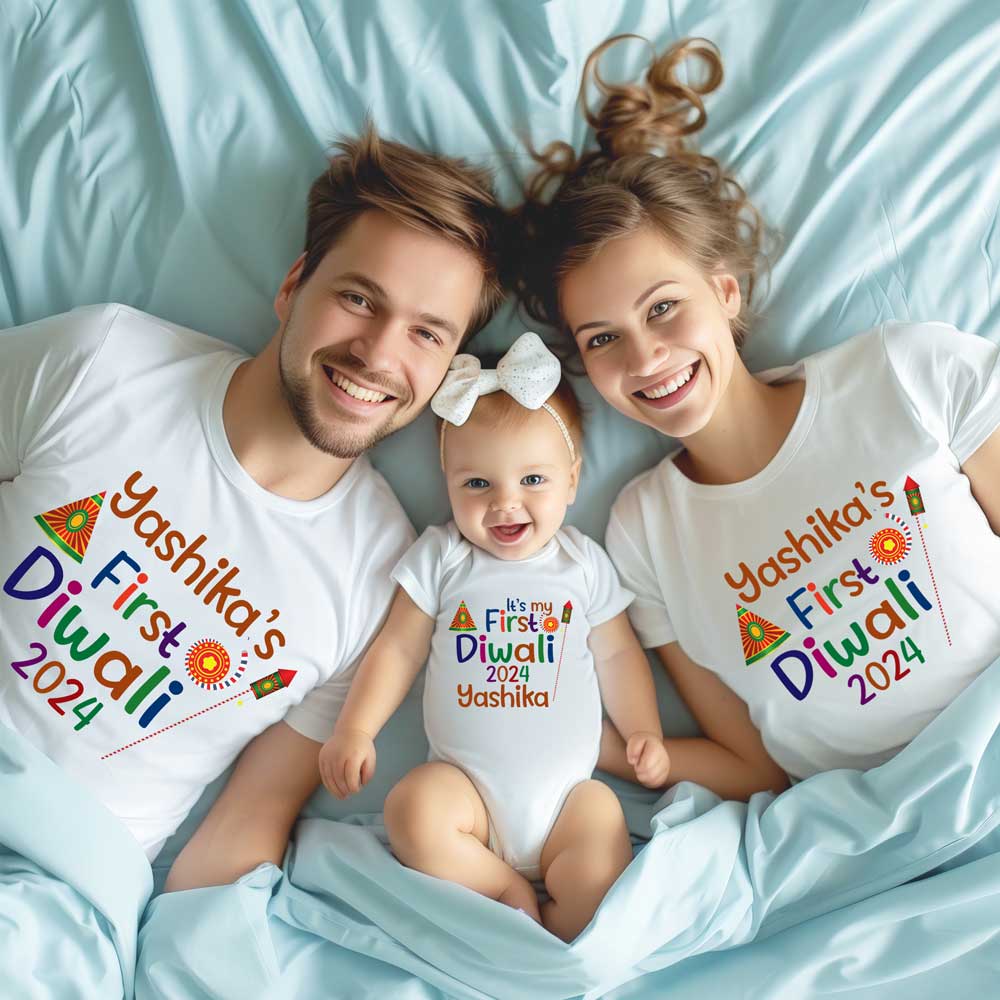 First diwali baby name personalized family t shirts