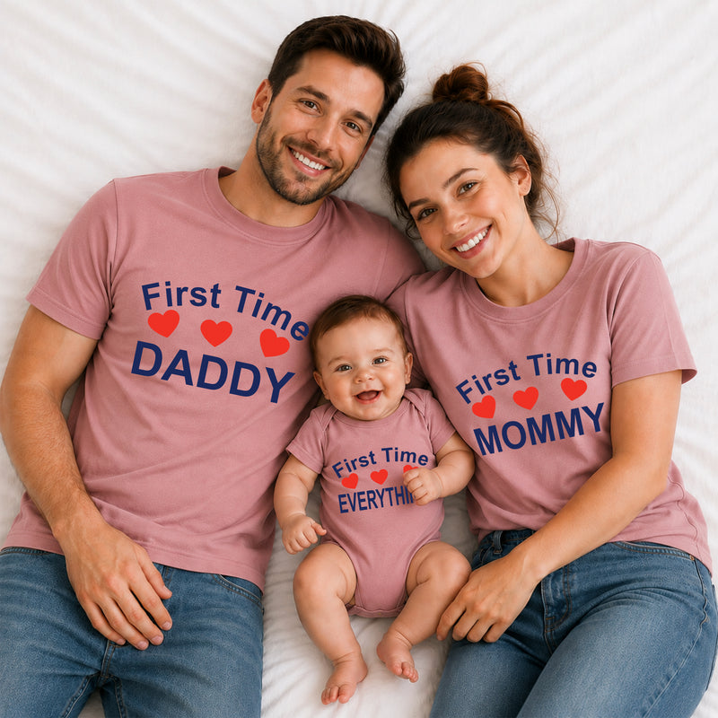 First Time Daddy, Mommy & Baby Matching Family T-Shirts