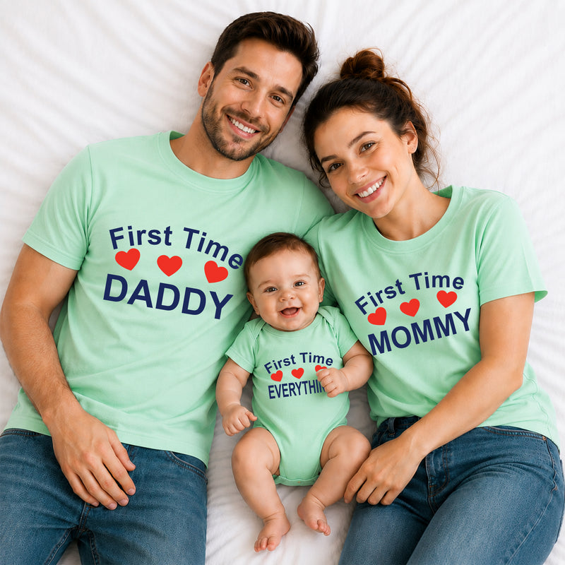 First Time Daddy, Mommy & Baby Matching Family T-Shirts