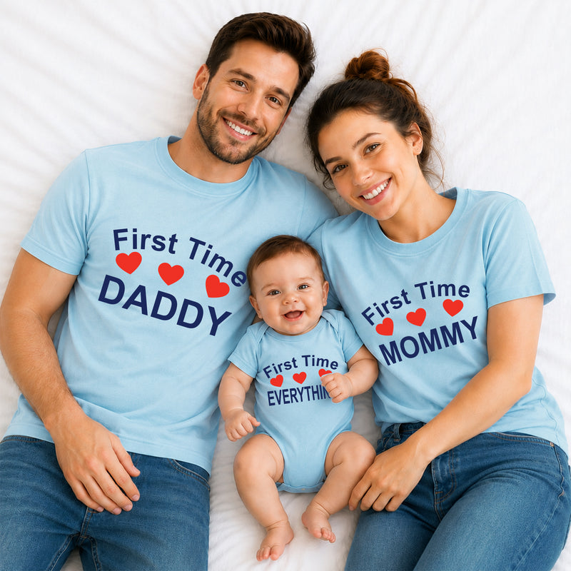 First Time Daddy, Mommy & Baby Matching Family T-Shirts