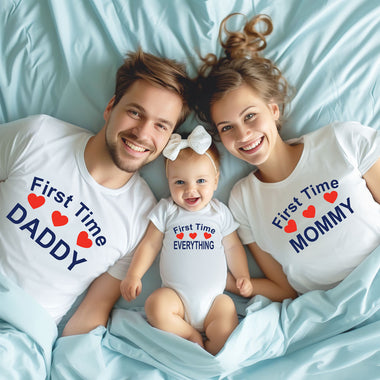 First Time Daddy, Mommy & Baby Matching Family T-Shirts