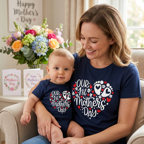 Our first mother's day T-shirts For Mother and Baby