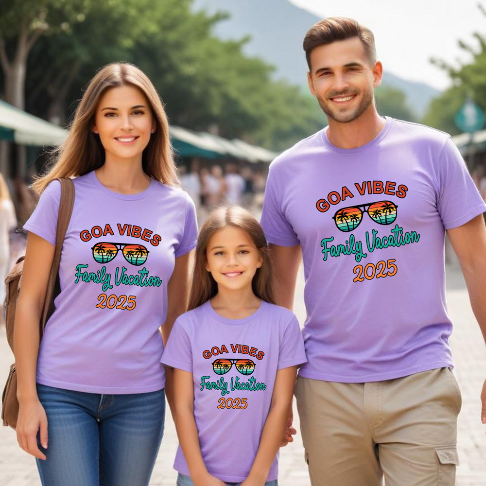 Goa vibes family vacation t-shirts