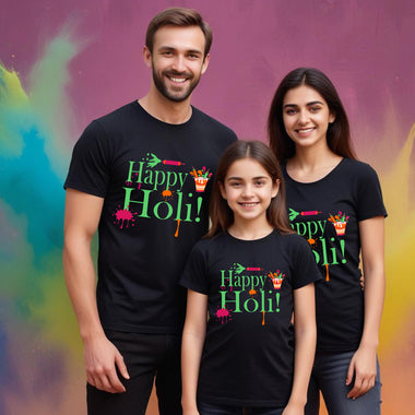 Happy Holi T-shirts For Couples and Family