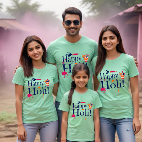 Happy Holi T-shirts For Couples and Family