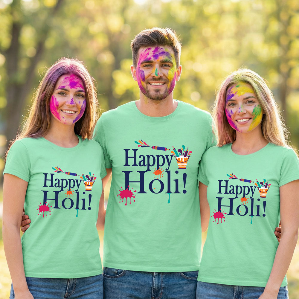 Happy Holi T-shirts For Couples and Family friends