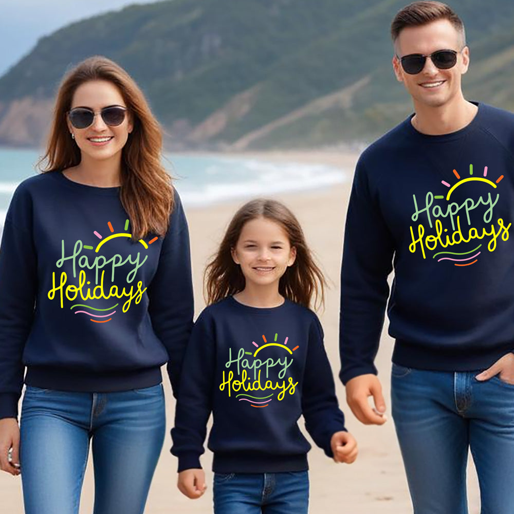Happy Holidays matching sweatshirts for group