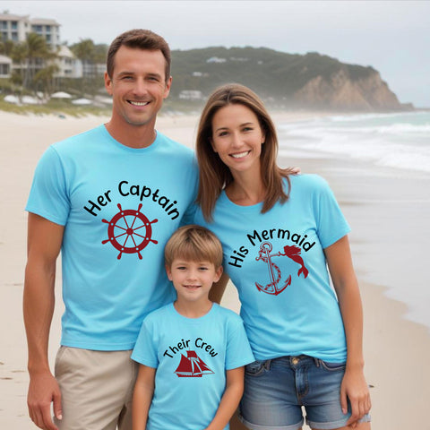 Her Captain His Mermaid Their Crew Family T-shirts