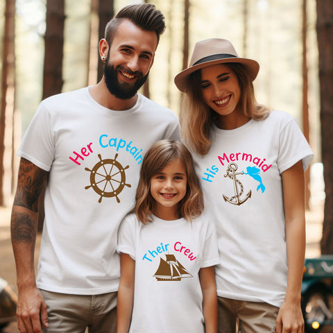Her Captain His Mermaid Their Crew Family T-shirts