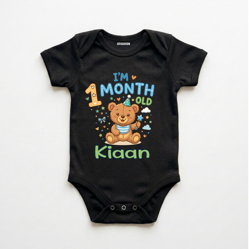 Personalized 1st Month Baby Bodysuit
