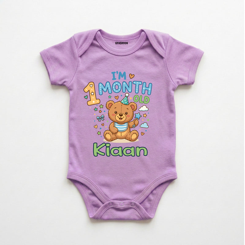 Personalized 1st Month Baby Bodysuit