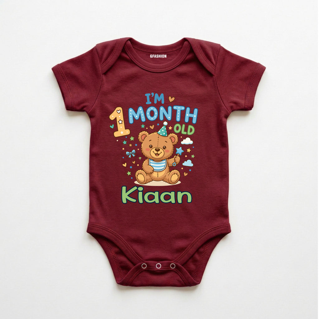 Personalized 1st Month Baby Bodysuit