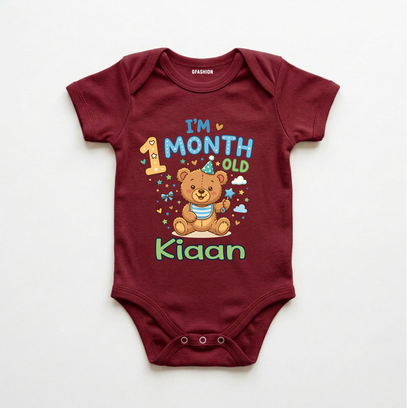 Personalized 1st Month Baby Bodysuit
