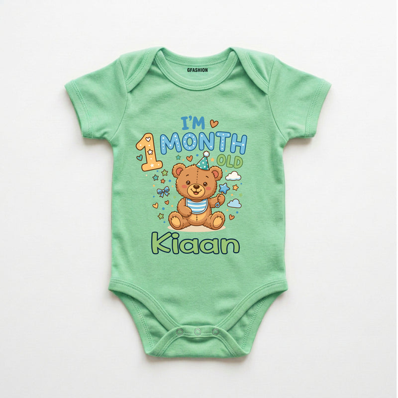Personalized 1st Month Baby Bodysuit