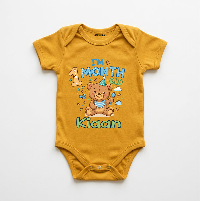 Personalized 1st Month Baby Bodysuit