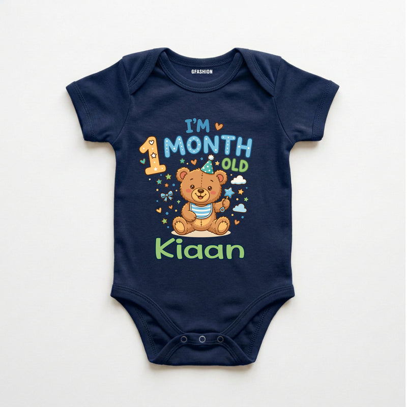 Personalized 1st Month Baby Bodysuit