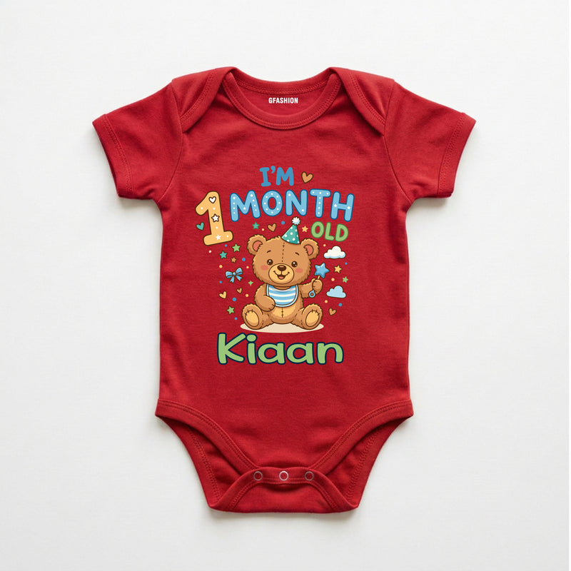 Personalized 1st Month Baby Bodysuit