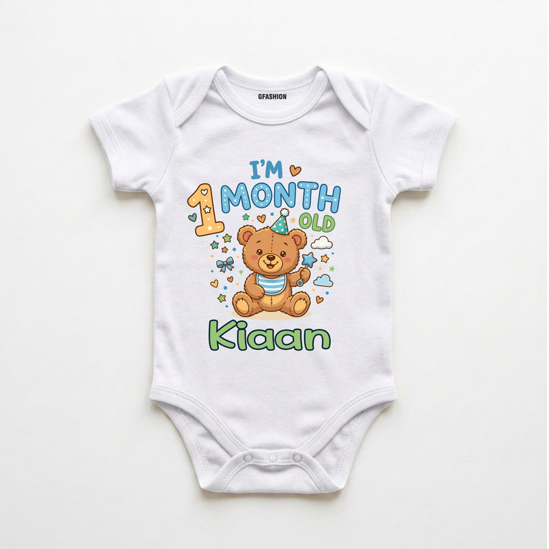 Personalized 1st Month Baby Bodysuit
