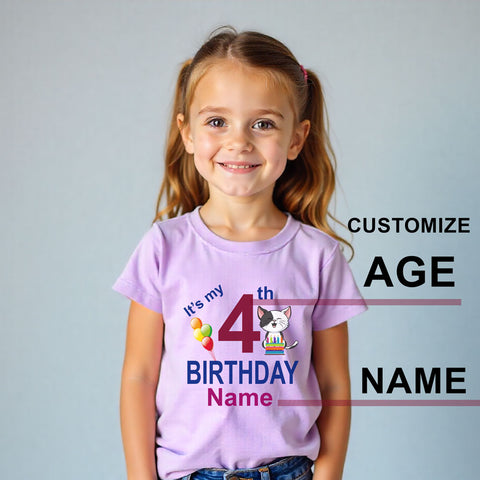 It's my birthday cute cat print name and age customize tees