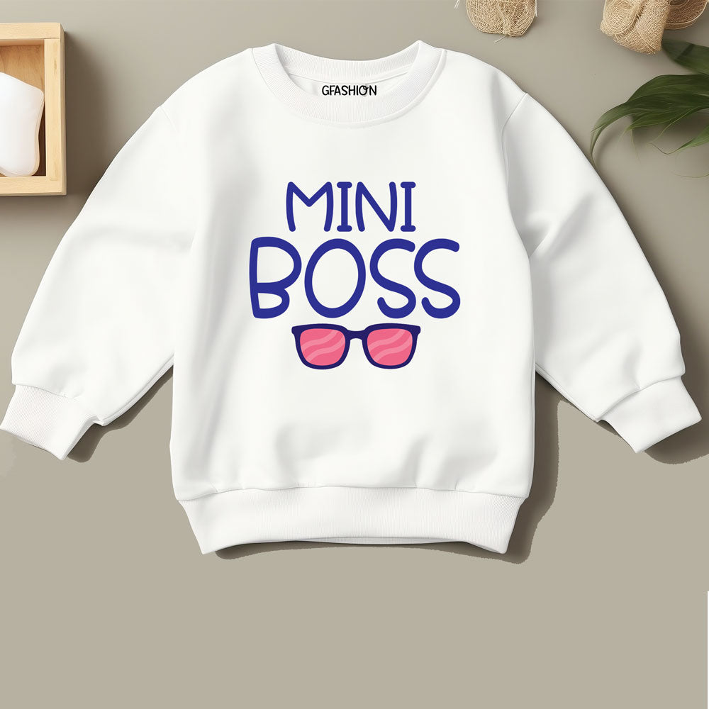 Mini Boss Girls White Sweatshirts