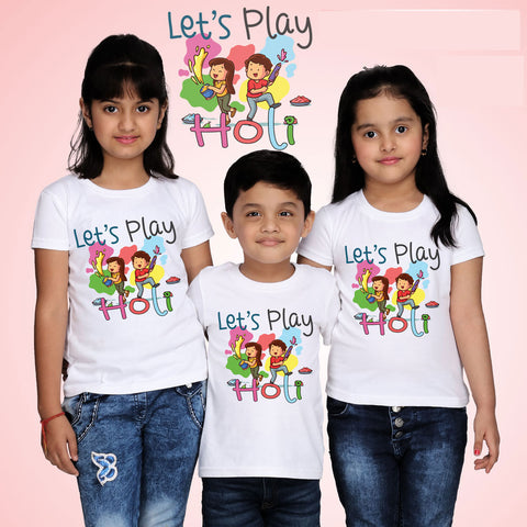 Let's play holi kids tshirts for boys/girls