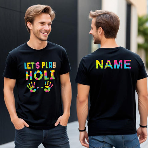 Let's play holi with name customize back side