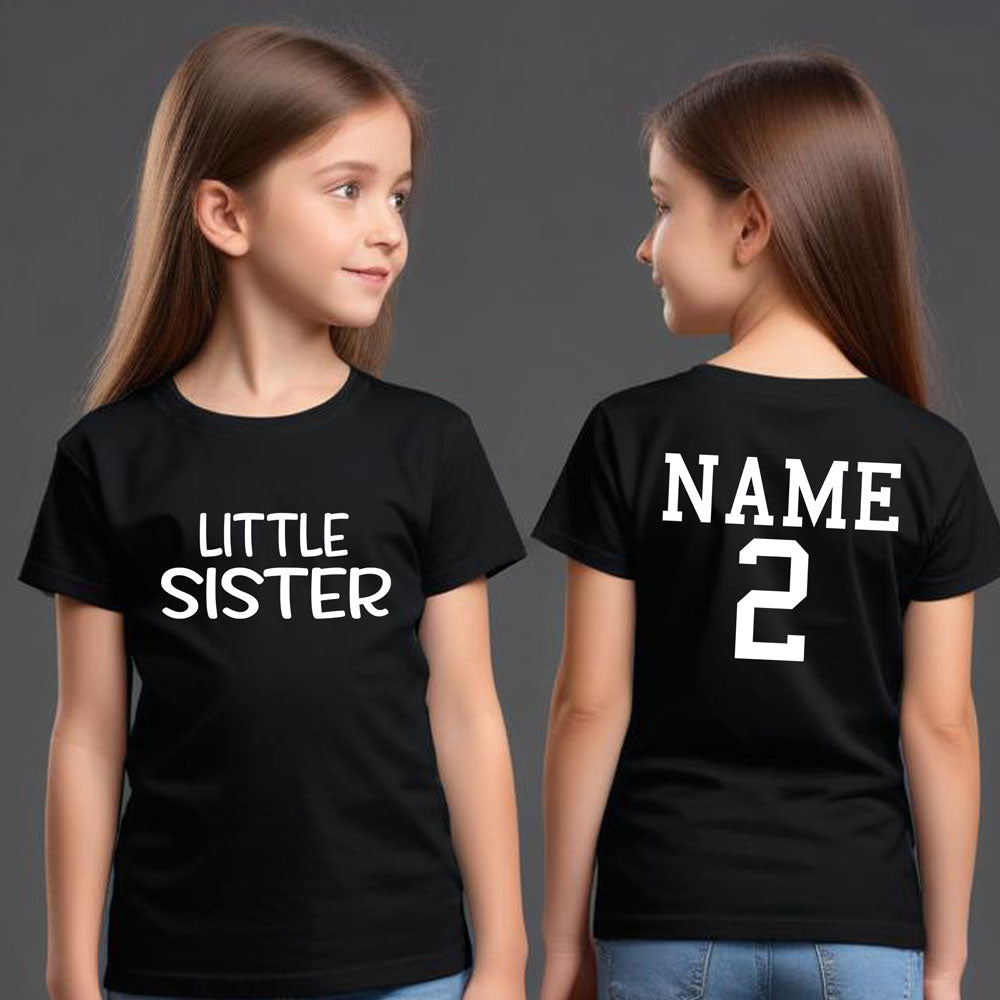 Little sister girl's t-shirt name number personalized