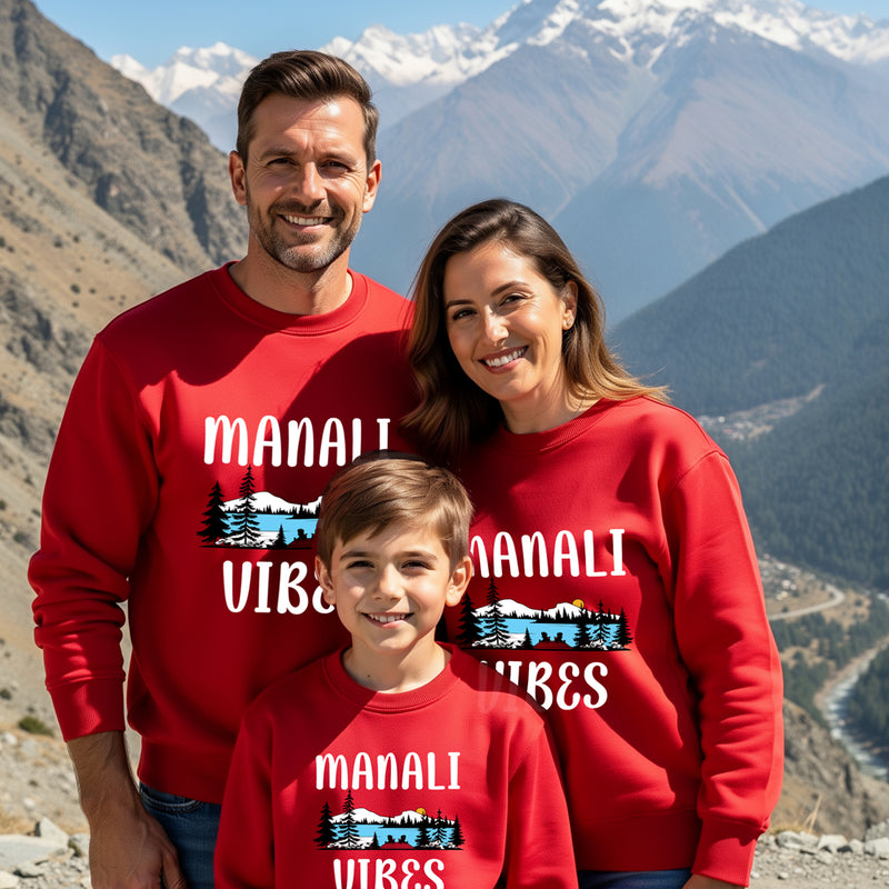 Manali Vibes Vacation Cotton Sweatshirts for Family & Friends