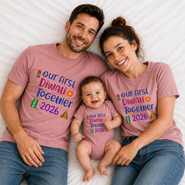 our first Diwali together 2026 t-shirts for family