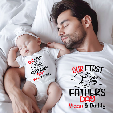 Our first father's day customize t shirts for father and son/daughter