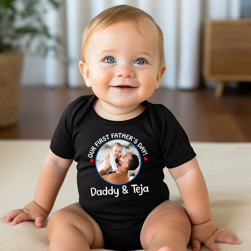 First Father's day photo customize rompers