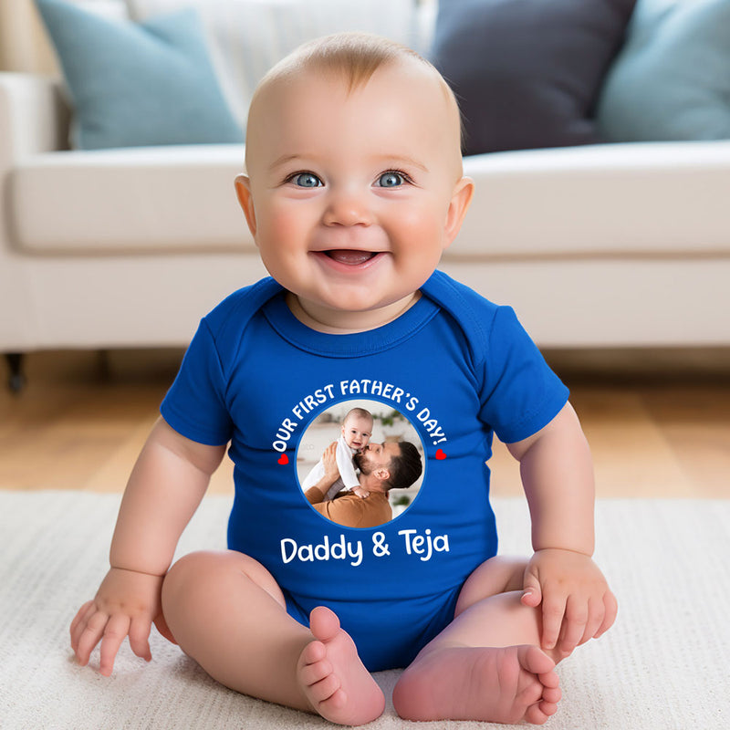 First Father's day photo customize rompers