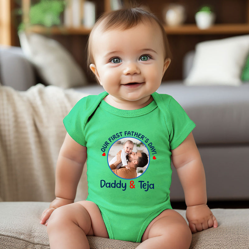 First Father's day photo customize rompers