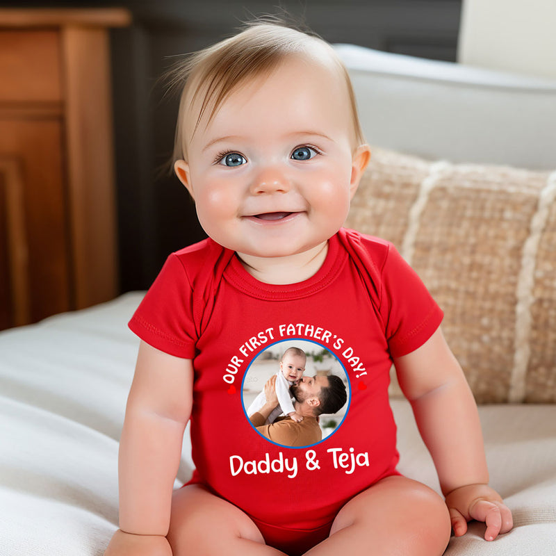 First Father's day photo customize rompers