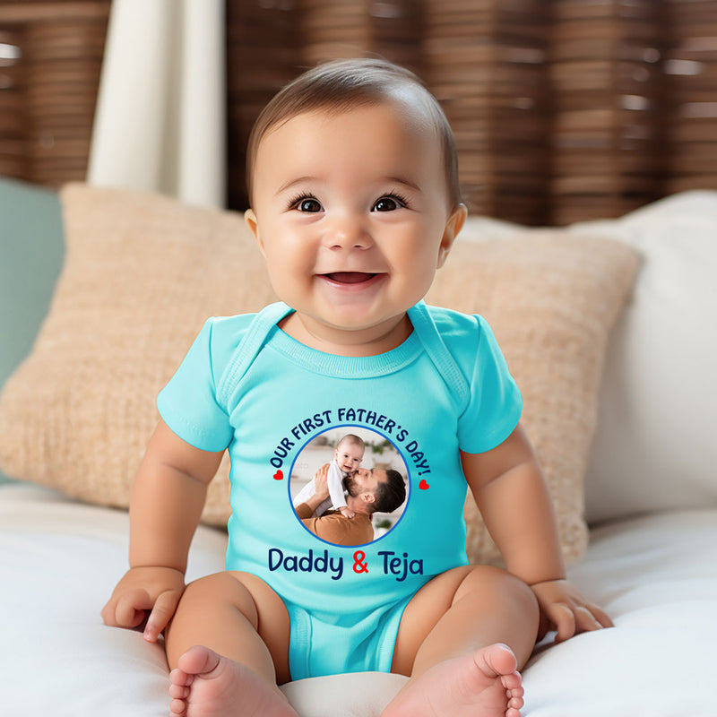 First Father's day photo customize rompers