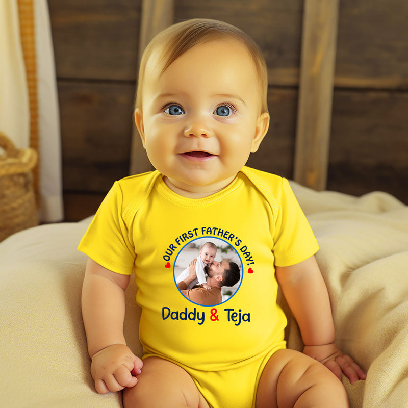 First Father's day photo customize rompers