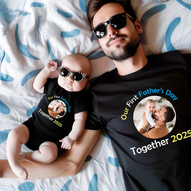 father's day t-shirts customize photo combo set