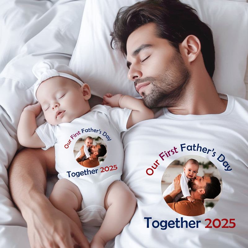 father's day t-shirts customize photo combo set