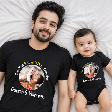 father's day t-shirts customize photo combo set