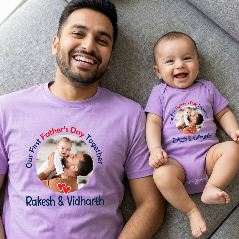 father's day t-shirts customize photo combo set