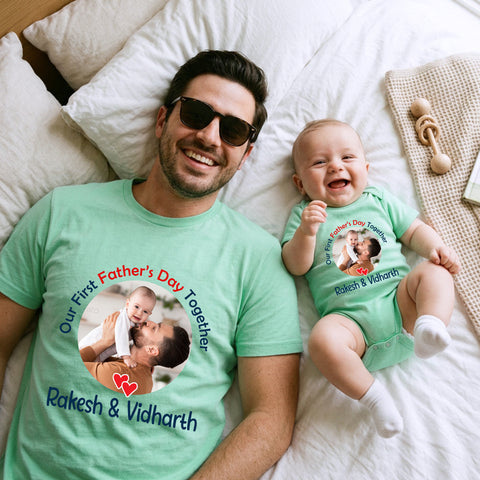 father's day t-shirts customize photo combo set