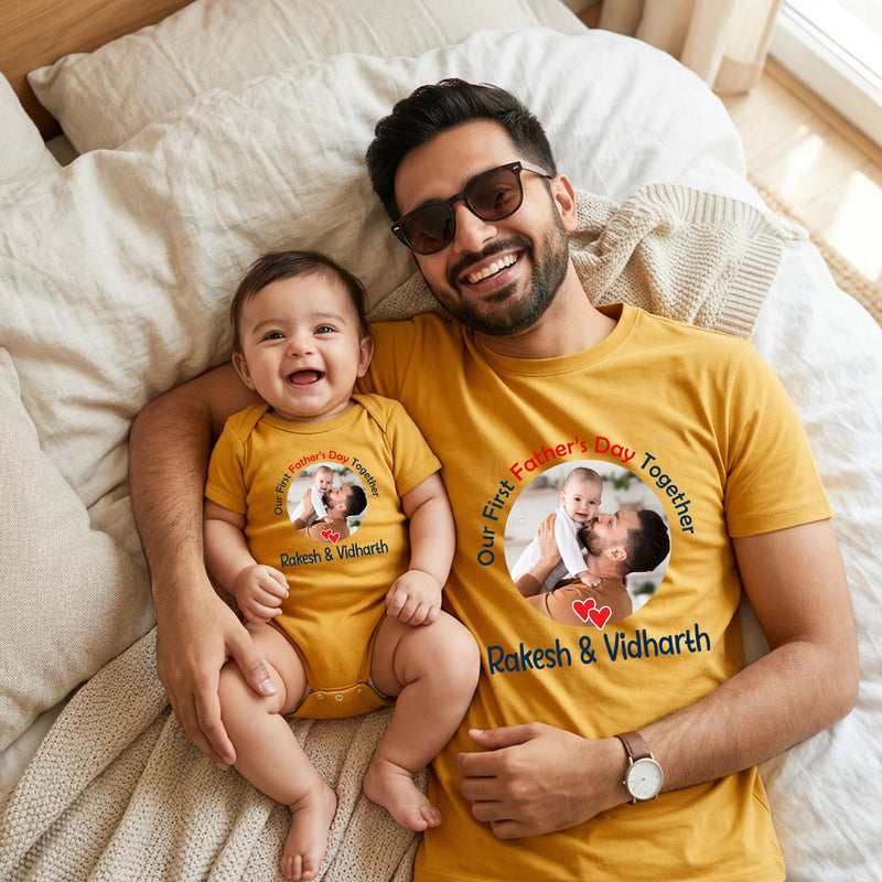 father's day t-shirts customize photo combo set