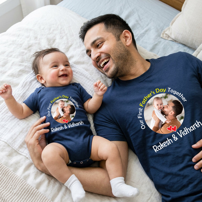 father's day t-shirts customize photo combo set