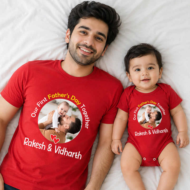 father's day t-shirts customize photo combo set