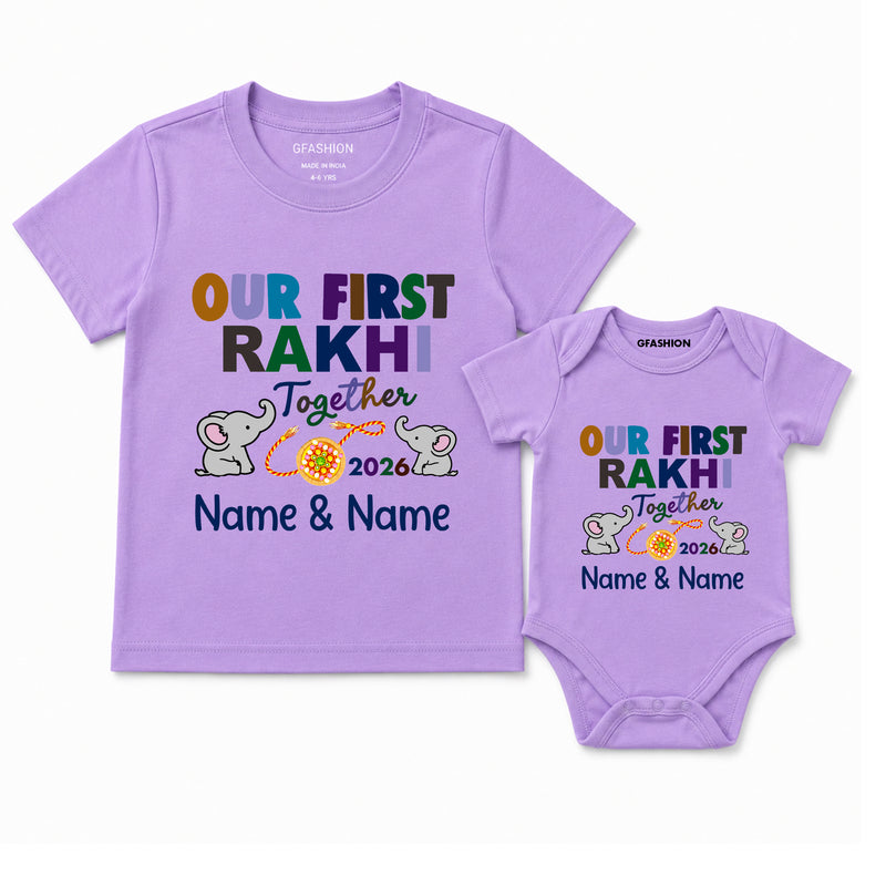 our first rakhi together name customize tees