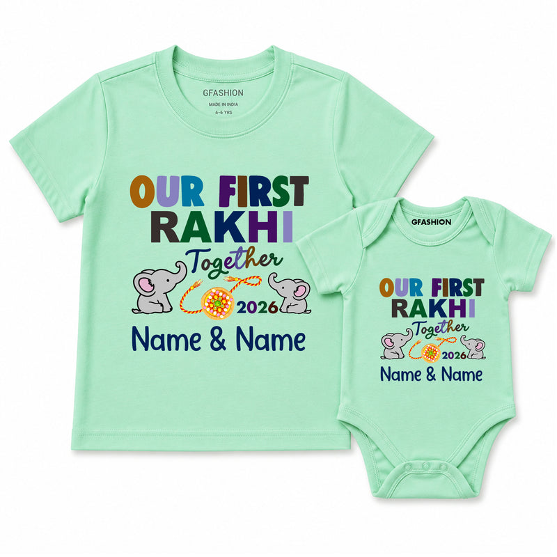 our first rakhi together name customize tees