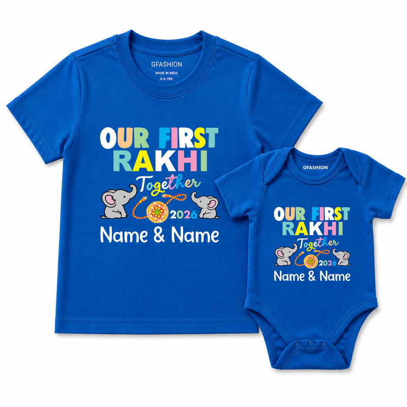 our first rakhi together name customize tees