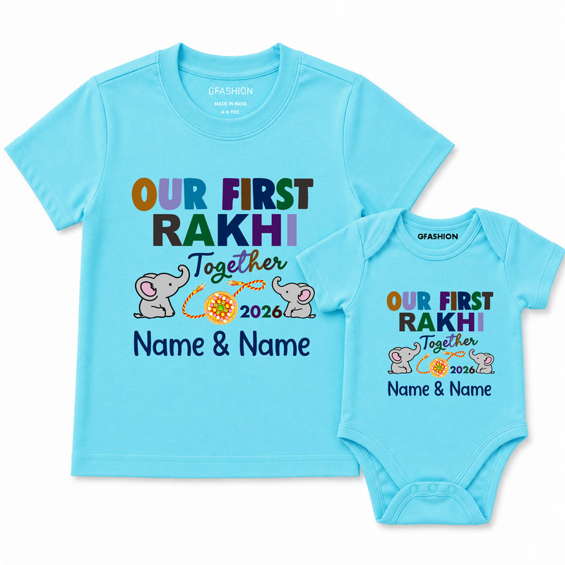 our first rakhi together name customize tees